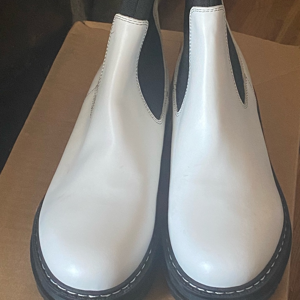 Marc Fisher White and Black Chelsea Ankle Boots.   NWOB